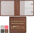 Car Registration and Insurance Holder, Vehicle Glove Box Car Organizer Men Women Wallet Accessories Case for Cards, Essential Document, Driver License, Brown