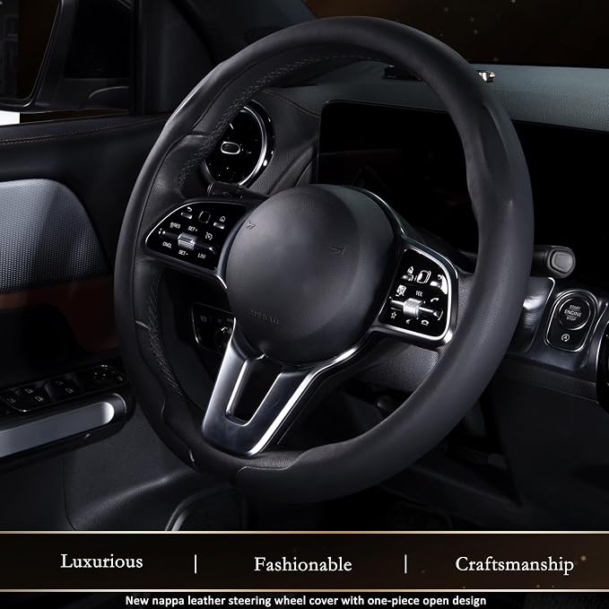 Car Steering Wheel Cover, Ultra-Thin Car Steering Wheel Cover,Comfortable & Breathable Microfiber,Universal Fit for Most Cars, Black