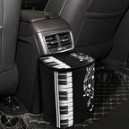 Music Note Piano Key Print Car Trash Can with Lid, Leak Proof Auto Trash Bag Hanging Vehicle Garbage Can Multipurpose Storage Container for Back Seat Road Trip