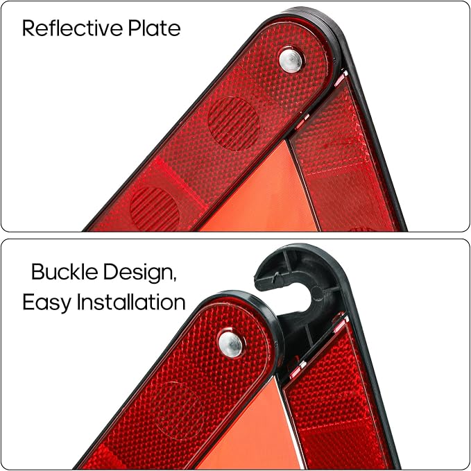 3 Pack Emergency Warning Triangle Kit, High Visibility Reflective Safety Triangle, Road Emergency Reflector for All Vehicles & Cars