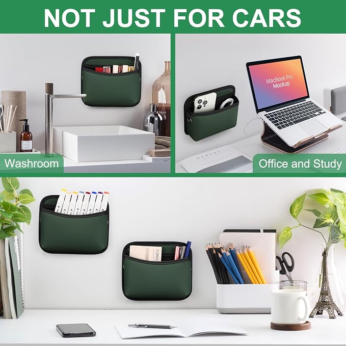 Universal Car Pocket Organizer - PU Leather Pouch for Seat, Door, Window, Console - Holder for Cards, Trash, Cell Phone, Sunglasses