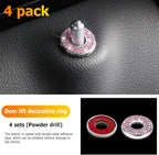 4 Pcs Bling Car Inner Door Lock Covers, Crystal Pull Rod Bolt Stickers, Sparkly Rhinestones Auto Door Bolt Decorations, Vehicle Lock Pin Cap Decors for C Class C200L GLC260 C260L (Pink)
