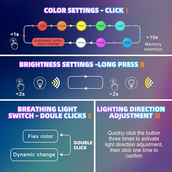 4 Pcs Mini USB LED Light Car LED Interior Lighting 5v RGB Foldable Ambient Lighting Adjustable 8 Color and Brightness Smart USB Night Lamp for Cars Laptop Keyboard (Type-c)