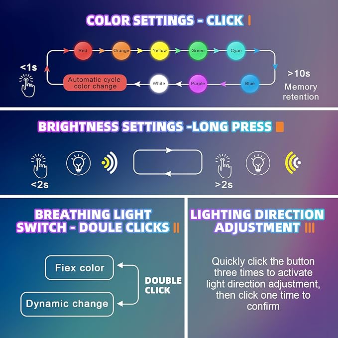 2 Pcs Mini USB LED Light Car LED Interior Lighting 5v RGB Foldable Ambient Lighting Adjustable 8 Color and Brightness Smart USB Night Lamp for Cars Laptop Keyboard (Type-c)