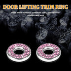 4 Pcs Bling Car Inner Door Lock Covers, Crystal Pull Rod Bolt Stickers, Sparkly Rhinestones Auto Door Bolt Decorations, Vehicle Lock Pin Cap Decors for C Class C200L GLC260 C260L (Pink)