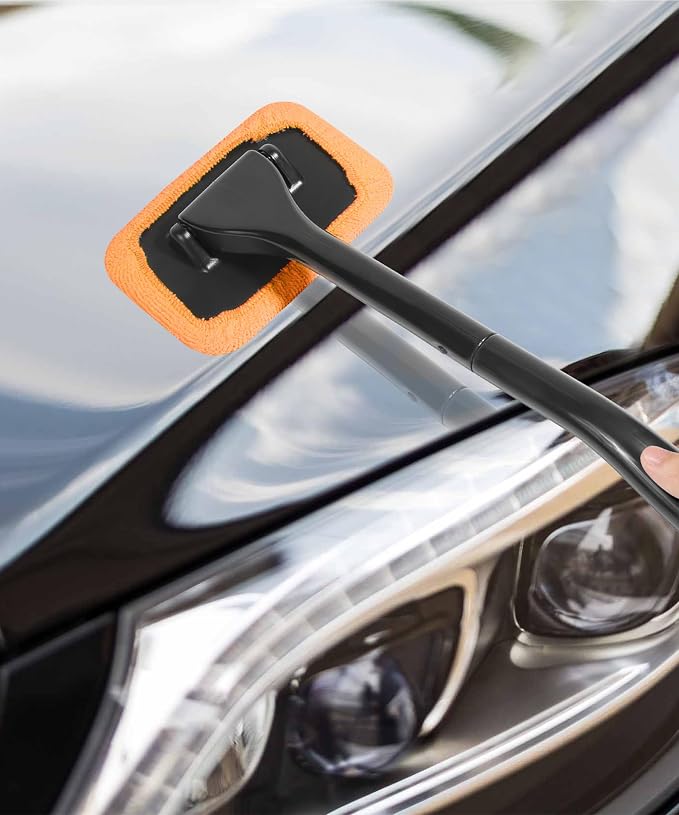 Windshield Cleaning Tool,Car Cleaning Window Tool,Car Window Cleaner Tool,Car Accessories Car Window Cleaner with Unbreakable Extendable Handle and Microfiber Cloth for Auto Glass Wiper Car