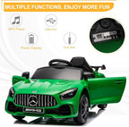 12V Ride on Car, Licensed Mercedes Benz AMG GTR Battery Powered Electric Vehicle, w/Parent Remote, Wider Seat, LED Lights, Openable Doors, MP3 Player, Smooth Start, 3 Speeds - Green