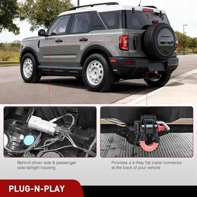 4 Pin Trailer Wiring Harness 56462 Vehicle Side Custom for 2021 2022 2023 2024 Ford Bronco Sport Simple Fit Tow Hitch Accessories