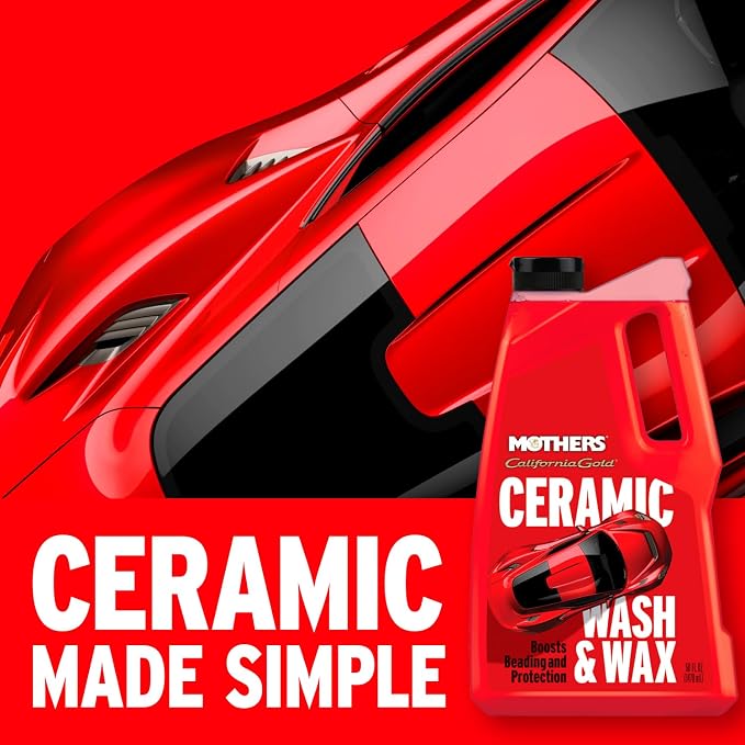 California Gold Ceramic Wash & Wax, 50 oz. – pH Neutral, Eco-Friendly, Super-Sudsy, Watermelon Scented, Boosts Beading, Enhances Gloss & Leaves a Streak-Free Shine, Foam Cannon Ready (05650)