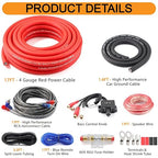 4 Gauge Amp Wiring Kit 1200W Complete Amplifier Installation Kit with Bass Control Knob for Car Audio Subwoofer System