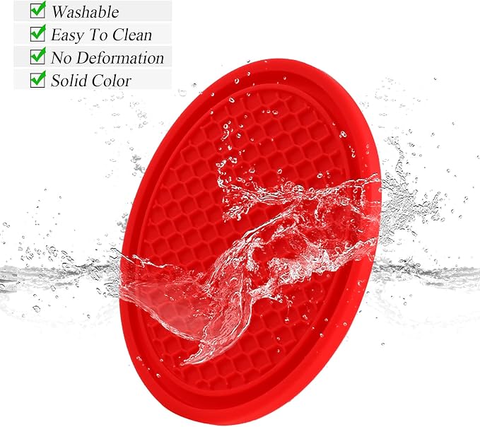 4 Pack Car Coasters, 2.75inch Universal Non-Slip Car Cup Holder Coaster for Car, PVC Cup Pad Mat Car Coasters for Cup Holders for Women (Red)