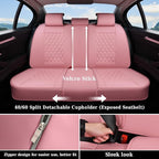 Coverado Rear Seat Covers, Stylish Waterproof Faux Leather Rear Protectors for Sedan SUV Truck, Luxury Fashion Interior – Pink