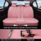 Coverado Full Set Car Seat Covers, Luxury Faux Leather Waterproof Seat Covers, Pink Car Seat Protectors, Universal Fit for Most Cars, Automotive Seat Covers-Pink