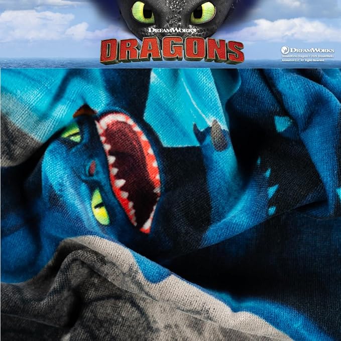 How to Train Your Dragon Toothless Kids Super Soft Cotton Bath/Pool/Beach Towel, 58 in x 28 in, (Offically Licensed Product) by