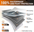 Half Car Cover for Snow, Windshield Cover for Ice and Snow with Cotton Liner, Hail Protector Car Cover Waterproof All Weather for Snow, Sun, Rain, Dust, Fit Sedan L