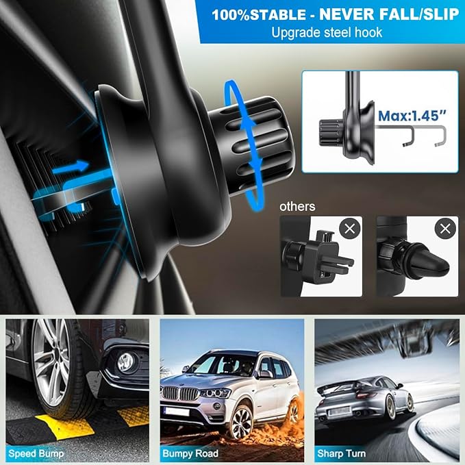 Car Phone Holder for Socket Mount, Air Vent Car Phone Holder for Pop Grip [Never Blocking] AC Vent Clip Phone Mount 360° Adjustable Works with Popsocket Car Mount for iPhone Samsung All Smartphones