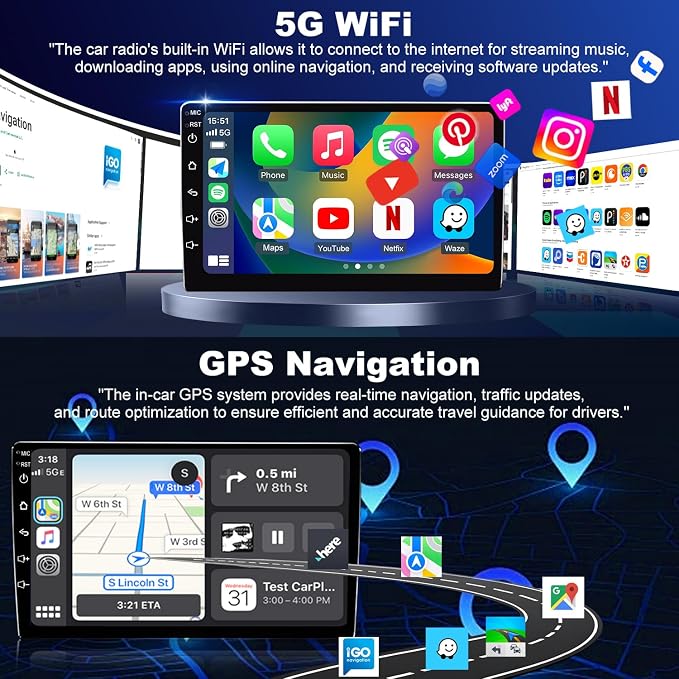 4+64GB 5GWiFi6 Upgrade Car Radio for Chevy Silverado 1500 GMC Sierra 1500 2007-2013, Tahoe Yukon 2007-2014, Equinox Acadia Savana 10" Touch Screen Stereo, Wireless Carplay Android Auto Camera GPS FM