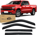 Tape-On Rain Guards for Chevy Silverado/GMC Sierra 1500 Crew Cab 2019-2024, Window Visors Vent Wind Deflectors-4PCS