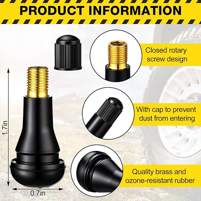 300 Pieces TR413 Valve Stems Tubeless Bulk Rubber Snap-in Valve Stems for 0.453 Inch Rim Holes, Black Standard Length Replacement Tool for Car Tubeless Replacement