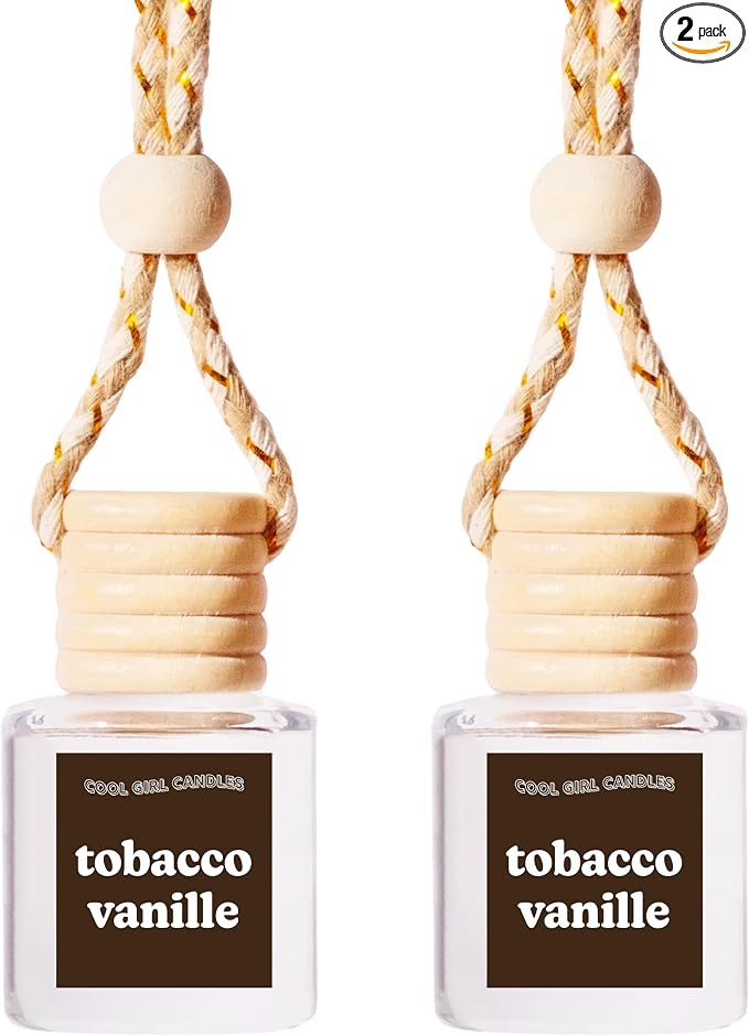 COOLGIRLCANDLES Tobacco Vanille Car Hanging Fragrance Oil Diffuser for Essential Oils, Long Lasting Car Diffuser Bottle