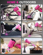 27pcs Car Cleaning Kit, 4-in-1 12000Pa Cordless Mini Handheld Vacuum Cleaner & Air Duster, Portable Pink Car Detailing Kit with Interior Accessories for Car, Home, Office, Gift for Women