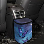Butterfly Moon Cloud Galaxy Print Car Trash Can with Lid, Leak Proof Auto Trash Bag Hanging Vehicle Garbage Can Multipurpose Storage Container for Back Seat Road Trip