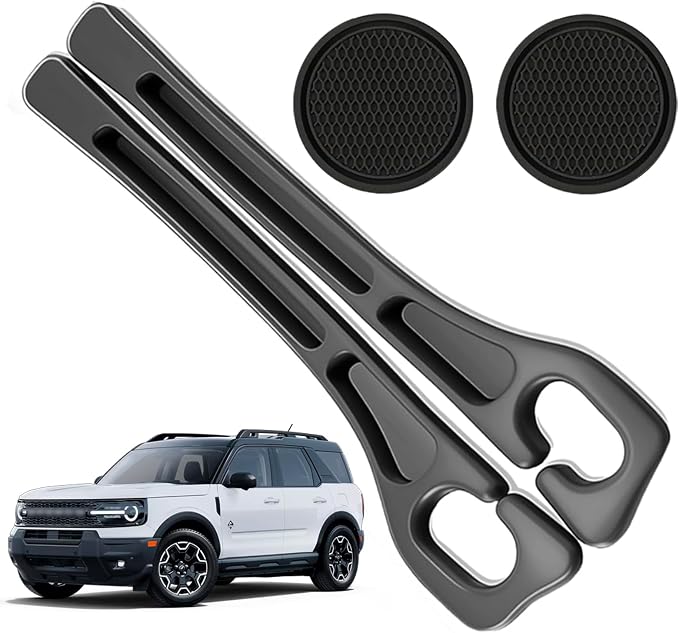 Car Seat Gap Filler Organizer Compatible with Ford Bronco Sport Accessories Seat Gap Plug Blocker with Storage Slot Non-Slip Car Cup Holder Coaster 2 Pack Black
