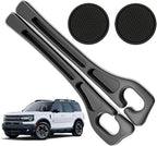 Car Seat Gap Filler Organizer Compatible with Ford Bronco Sport Accessories Seat Gap Plug Blocker with Storage Slot Non-Slip Car Cup Holder Coaster 2 Pack Black