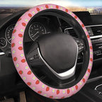 Strawberry Steering Wheel Cover for Women Girls, 15 Inch Universal Floral Daisy Car Steering Wheel Protector, Cute Pink Neoprene Non-Slip Breathable Auto Interior Decor for Most Vehicles, SUV, Sedan