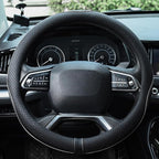 Microfiber Leather Steering Wheel Cover Anti-Slip Matte Finish Auto Car Wheel Cover Universal 15 Inch Wheel Cover for Car Embossing Pattern (M (14.5"-15" Diameter), White Line)