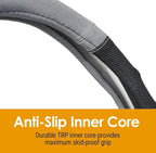 Grey Truck Steering Wheel Cover with Breathable Grip, Premium Faux Leather, Universal fit for Full Size Trucks and SUVs with Steering Wheel Size 15.5" to 16"