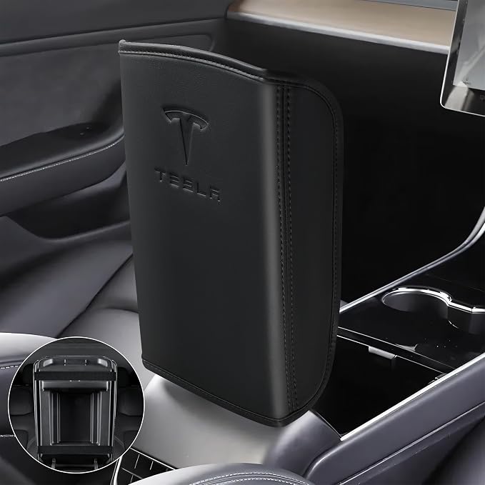 Center Console Leather Armrest Cover Designed for Tesla Model 3 2017-2023/Model Y 2020-2025(Not for Model Y Juniper),Center Console Accessories for Tesla Model 3/Y Interior Accessories Black