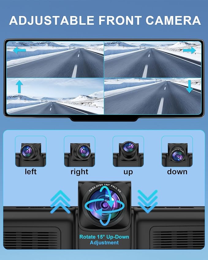 HK3 Carplay Screen for Car, 10.26’’ Wireless Apple Car Play & Android Auto Touchscreen, with 4K Dash Cam,1080P Backup Camera,64GB TF card, Car Stereo/GPS Navigation/Mirror Link/Bluetooth/Voice Control