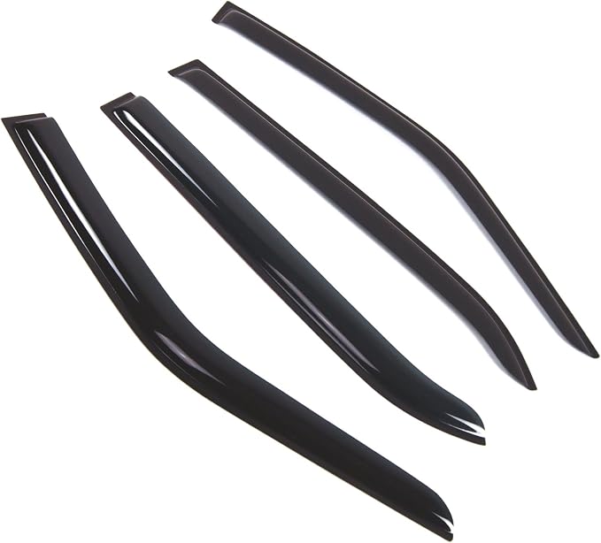 WD2-829 Dark Smoke 4 Pcs Set Window Visor (Outside Mount) Deflector Rain Guard Compatible with 1992-1999 Mercedes-Benz S320 LWB