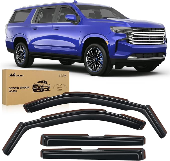 in Channel Rain Guards for Chevy Suburban 2021-2026 Side Window Deflectors Window Visors for Fresh Air in Rain, Highway Wind Noise Reduction, Car Wash Safe, 4PCS