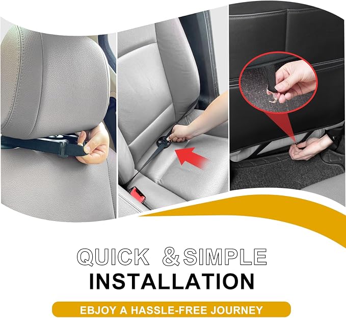 Car Seat Back Protector for Kids - Backrest Protector Prevents Damage from Kicking, Universal Fit Seat Protector with Anti-Slip Design, Shields Against Scratches & Footprints