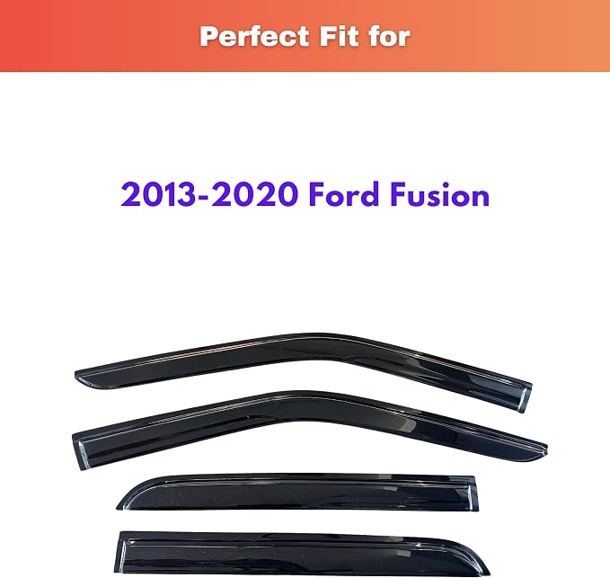 KPY Rain Guards Fit for 2013-2020 Ford Fusion, Out-Channel Window Visors Vent Wind Deflectors 4PC, Car Accessories for 13-20 Fusion