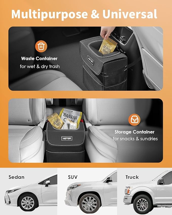 Car Trash Can - Leak-Proof Car Organizer and Storage Bag for The Back/Front/Console of Any Cars,Sedans, SUVs & Trucks Easy-to-Install Car Accessory Interior