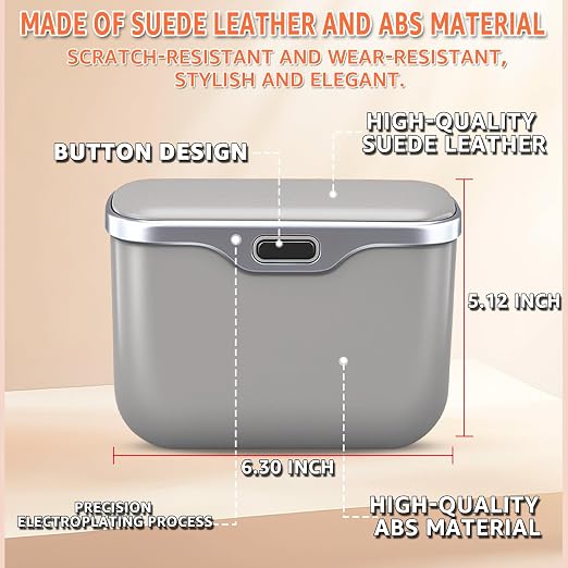 Car Trash Can, Waterproof Multi‑Functional Auto Trash Bin for Door/Console/Seat Back, Universal Vehicle Garbage Can for Car/Truck/SUV Drivers (Gray)