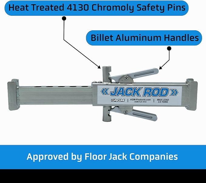 AGM Jack Rod, 3.5 Ton Dual Lever Locking Support Bar for Floor Jacks, Jack NOT Included, 14" Travel, 3.7 lb, Compact Jack Stand Alternative for Cars, SUVs, EVs, Safer, Vehicle Support