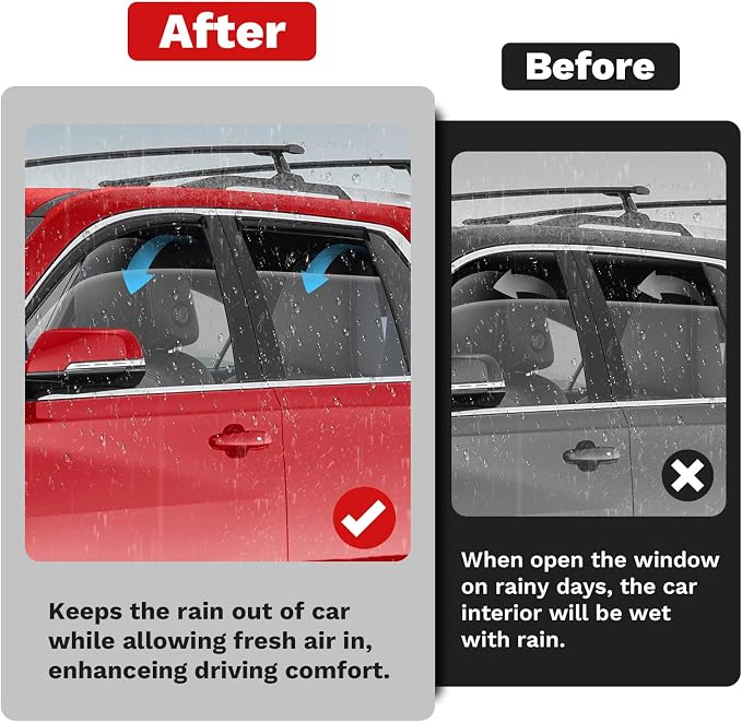 Traverse Rain Guards - Window Visors for Chevrolet Chevy Traverse 2018-2023, Outside-Mount Tape-On Side Window Wind Deflectors for Traverse Accessories, Vent Visors Shades Rainproof Black 4PCS