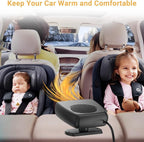 12V Car Heater, 200W Portable Windshield Defroster with Heating/Cooling Fan and Plug in Cigarette Lighter Fast Heating Defrost Defogger with Ergonomic Handheld Design for All Kinds of Cars (Black)