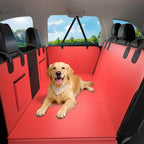 Hard Bottom Dog Car Seat Cover for Back Seat, 52"x65" Waterproof PU Leather Hammock with Side Flaps, Non-Slip Heavy Duty Protector for SUVs & Mid-Size Trucks, Supports Up to 450 lbs – Burgundy