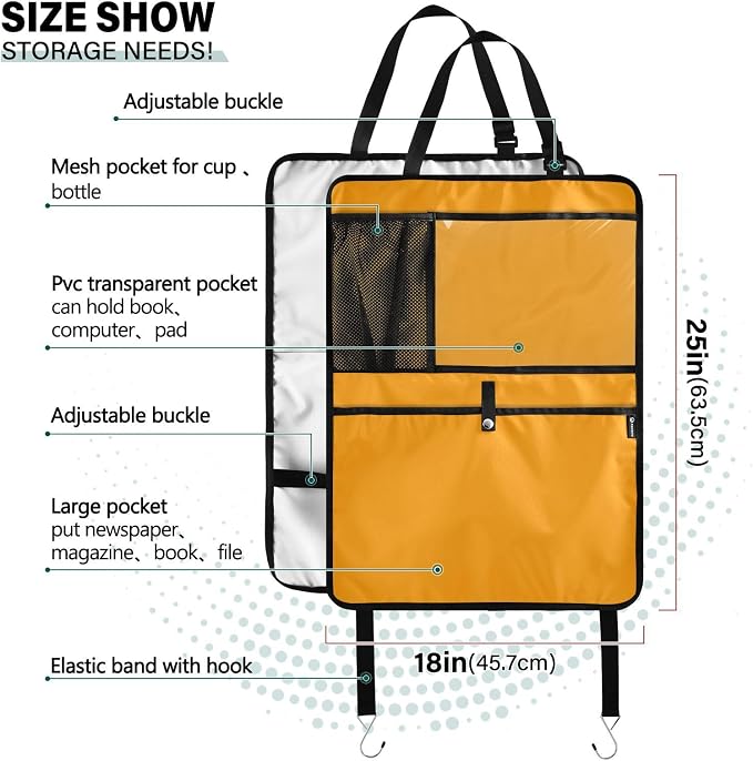 Marigold Seat Back Organizer Kick Mats with Organizer, Seat Protectors for Back of Front Seats, 2 Pack