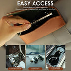 Magnetic Sunglass Holder for Car Visor, Leather Car Glasses Holder | Brown Visor Accessories Eyeglasses Holder Glasses Storage Case