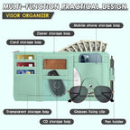 Car Sun Visor Organizer, Leather Pocket Organizer Sunglass Holder for Car Interior Accessories with Multi-Pocket Net Zipper