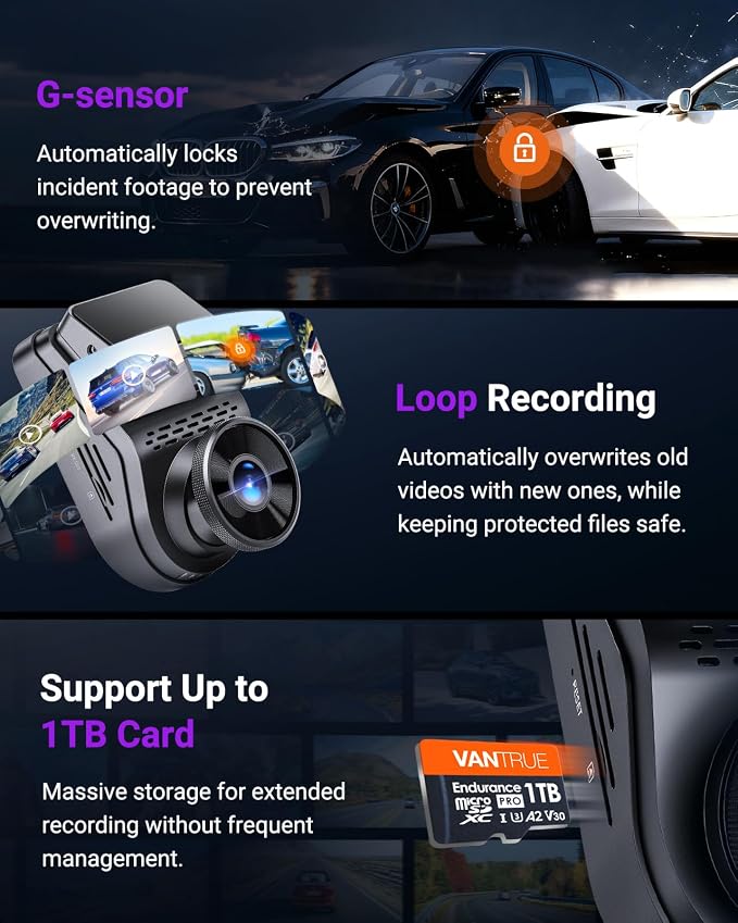 S1 Pro Dash Cam Front STARVIS 2, 2.7K Mini Dash Camera for Cars, ADAS, App Control, Built-in WiFi GPS, G-Sensor, Loop Recording, Night Vision, 24H Parking Mode, 158°, 2" IPS, Support 1TB Max