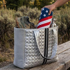Car Seat Towel Cover – Hooded Moisture-Wicking Microfiber Seat Protector – 30" x 60" – for Runners and Outdoor Enthusiasts – Patriotic