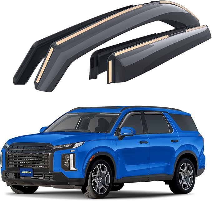 Goodyear Shatterproof in-Channel Window Deflectors for Hyundai Palisade 2020-2025, Rain Guards, Window Visors for Cars, Vent Deflector, Car Accessories, 4 pcs - GY008121