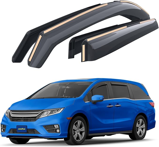Goodyear Shatterproof in-Channel Window Deflectors for Honda Odyssey 2018-2026, Rain Guards, Window Visors for Cars, Vent Deflector, Car Accessories, 4 pcs - GY007755
